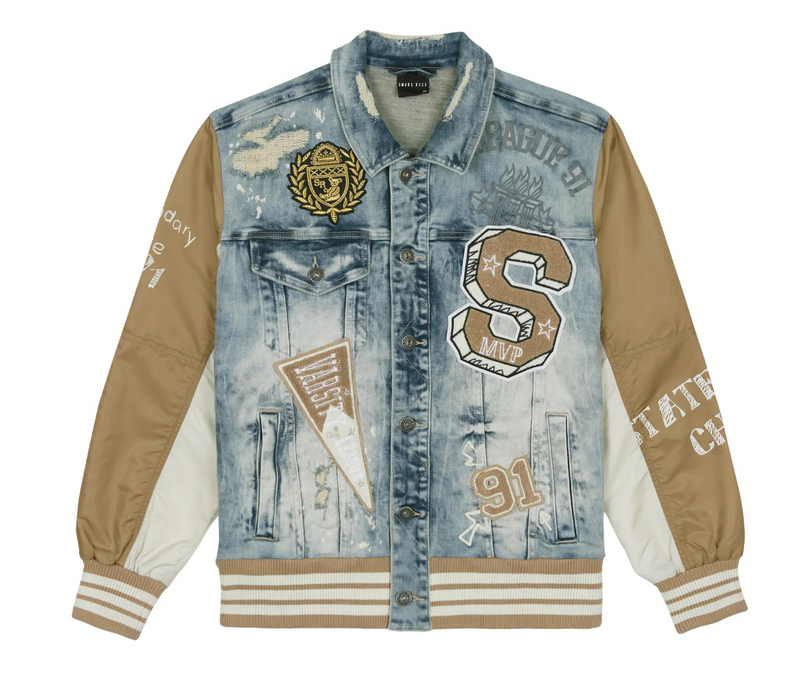 Smoke Rise 'Varsity' Denim Jacket - FRESH N FITTED-2 INC