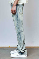First Row 'Allover Rhinestone' Flare Fit Denim in Medium Stone Tint