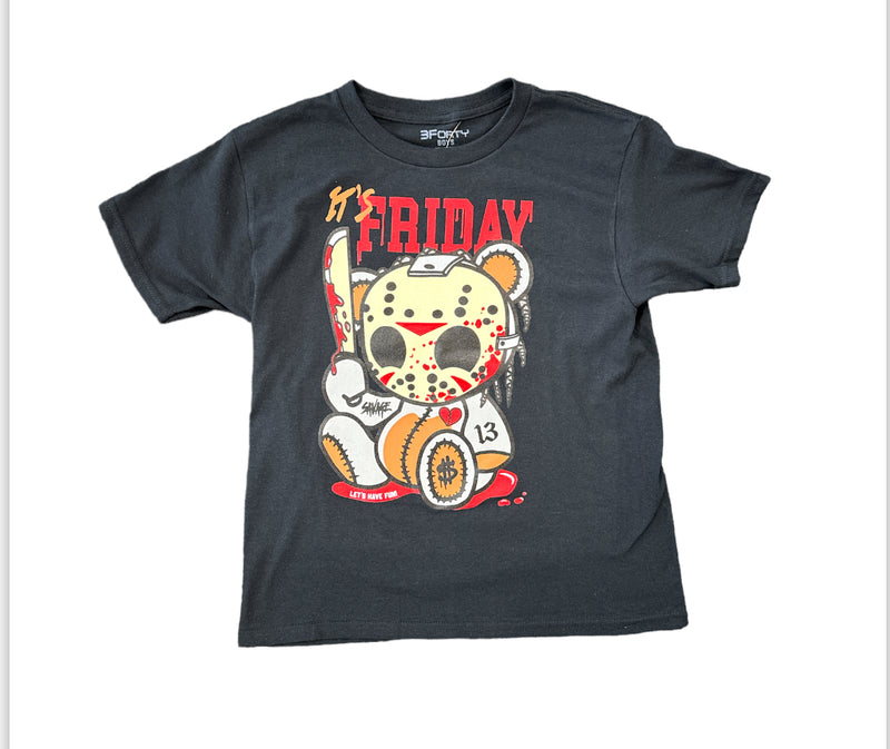3FORTY Kids 'It's Friday' T-Shirt (Black) - Fresh N Fitted Inc