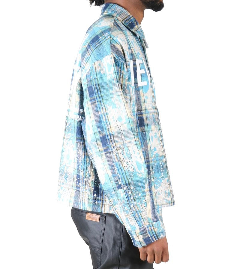 Kleep Mens Cropped Long Sleeve Heavy Flannel Shircket (Blue) KW-5320 - FRESH N FITTED