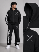 Protector and Maintainer 'FTMH' Cropped Zip Up In Black