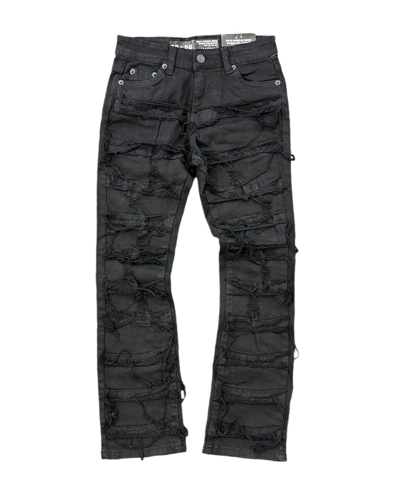 Spark Kids 'Rip & Repair' Stack Denim (Jet Black) K3016