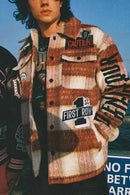 First Row 'Caution Not So Quiet' Multi Patches Wool Shaket (Burgundy) FRJ2090A - FRESH N FITTED