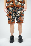 Rebel Minds 'Skulls' Tapestry Shorts (Orange) 641-994 - FRESH N FITTED
