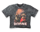 Rebel Minds 'Divine' Rhinestone Cropped T-Shirt in Black