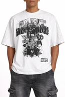 Highly Undrtd 'Saint' Legacy Perm 3/4 Sleeve Rhinestone Cropped T-Shirt (White) HS6502 - FRESH N FITTED