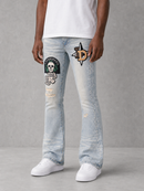 KDNK ‘Patch & Print’ Flared Pants (Blue) KND4822