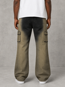 Taker 'Metal stud' Premium stretch Cargo Jeans (Mud Black) T5034