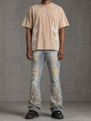 Rebel Denim 'Firefest' Cropped T-shirt (Khaki) 652-168