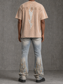 Rebel Denim 'Firefest' Cropped T-shirt (Khaki) 652-168