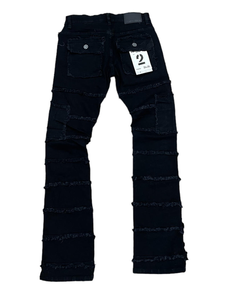 FWRD 'Patchwork True Stacked Denim' FW-33958A (Jet Black) - FRESH N FITTED-2 INC