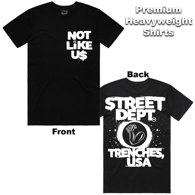 PG Apparel 'Not Like Us' T-Shirt (Black) NOT100 - FRESH N FITTED
