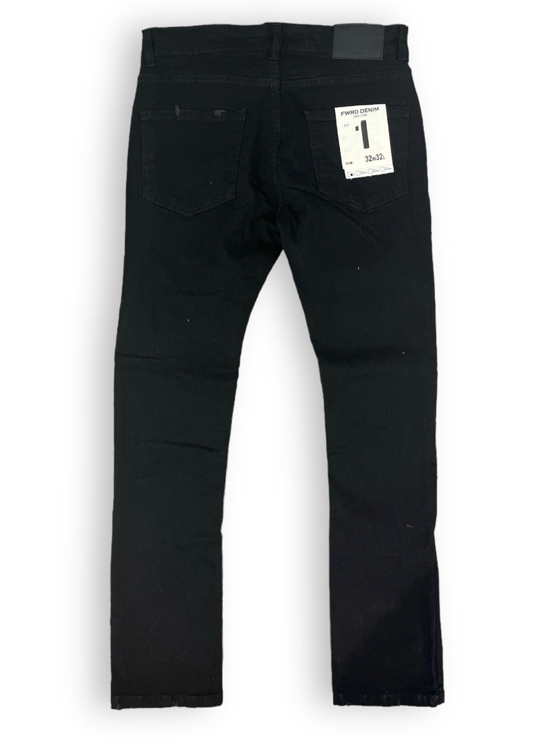 FWRD 'Gashed' Denim (Jet Black) FW-33705B - FRESH N FITTED-2 INC