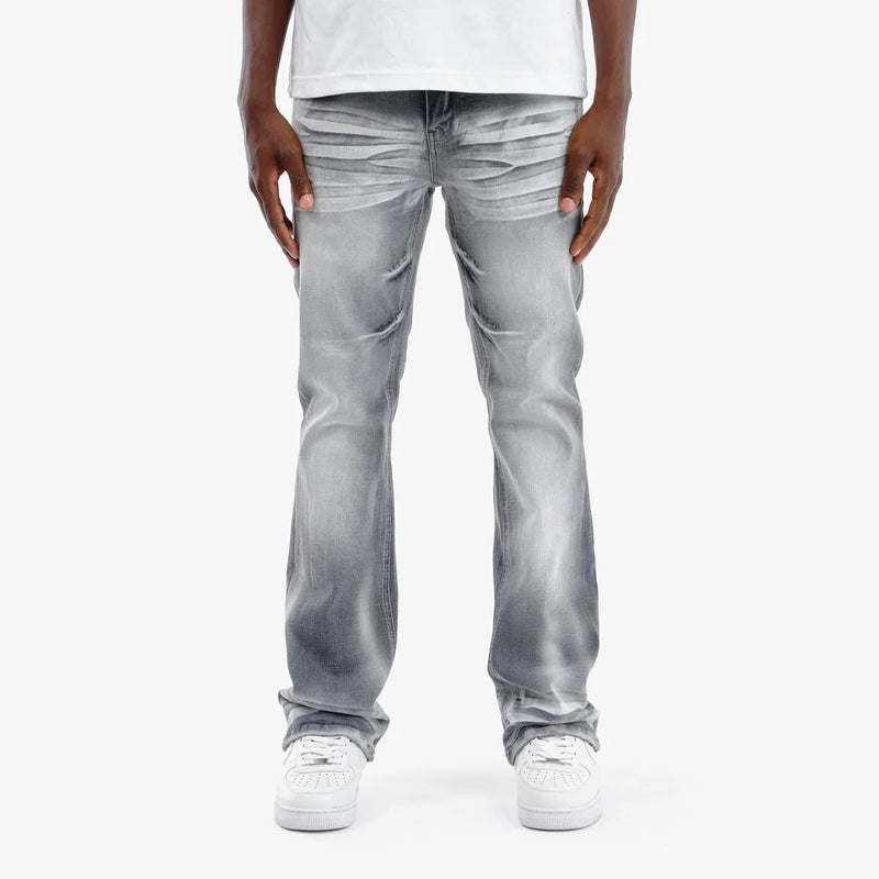 Copper Rivet 'Cross Hatch' Flare Denim (Grey) 533017 - FRESH N FITTED