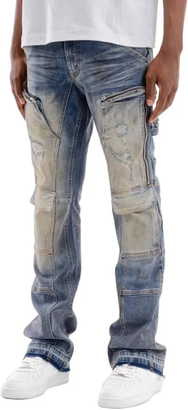 Copper Rivet 'Carpenter' Front Zipper Pocket Flare Denim (MTB) 533018 - FRESH N FITTED