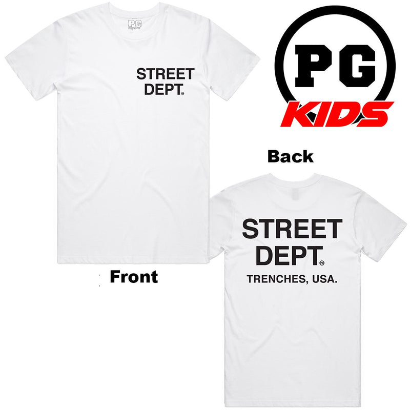 PG Apparel Kids 'Street Dept' T-Shirt (White/Black) SD800