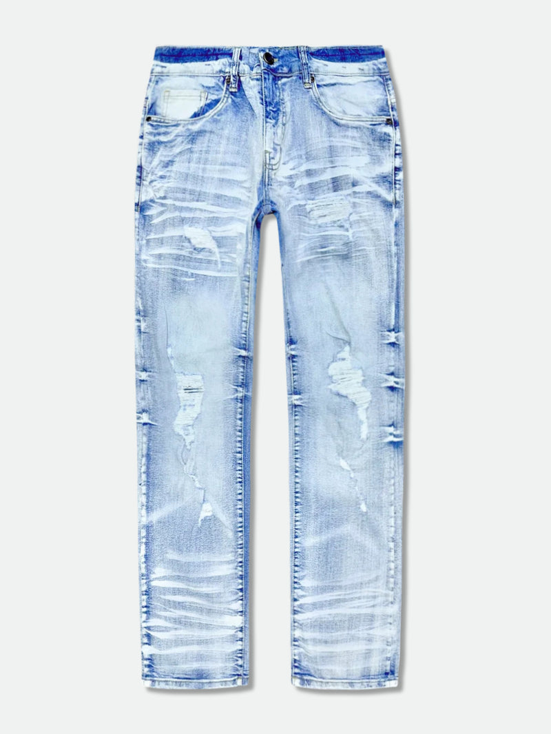 Evolution 'Marked' Slim Straight Denim (Ice Blue) EV-330245 - FRESH N FITTED