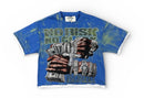 BKYS 'No Risk' Cropped Rhinestone T-Shirt (French Blue) T1464