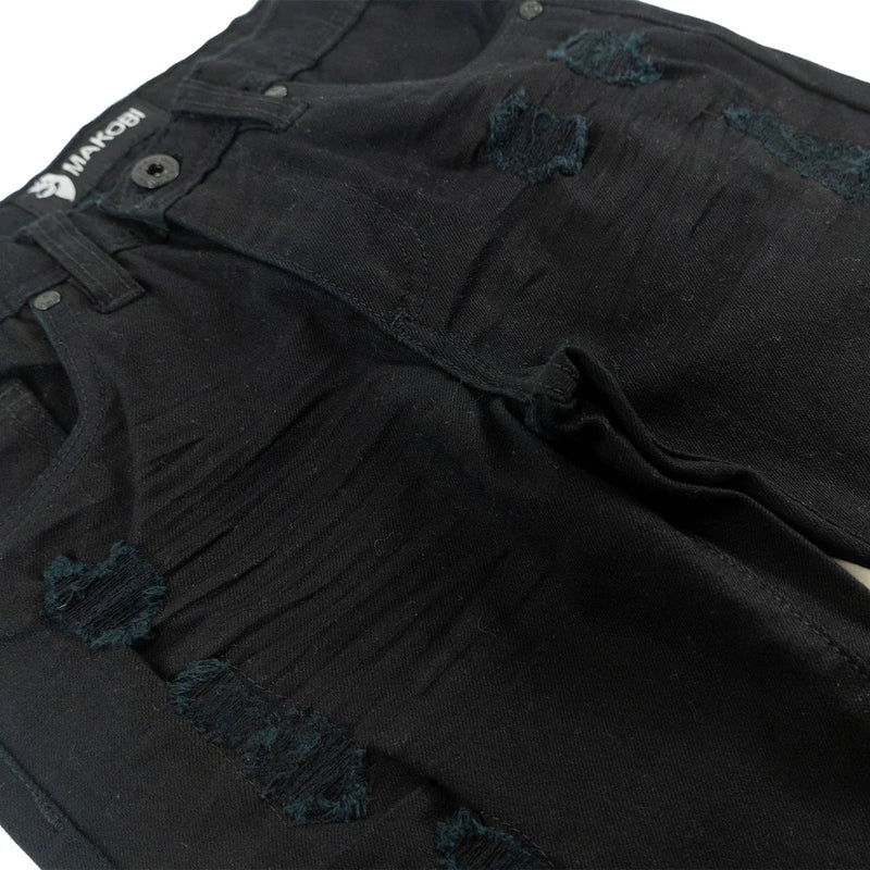 Makobi Kids "Jacob" Stacked Denim (Black) B1979