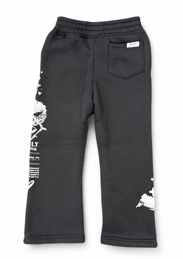 Highly Undrtd Kids 'Given' Stacked Joggers (Black) UF5201K - FRESH N FITTED