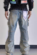 First Row 'Y2K' Utility Cargo Denim in Medium Stone Tint