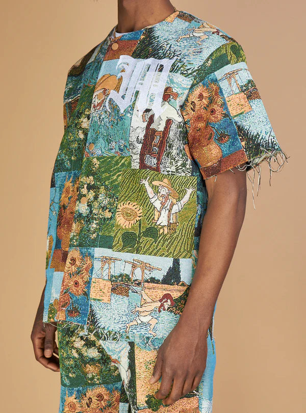 Majestik 'Van Gogh' Tapestry Jacquard Base Ball Jersey (Lt. Blue)