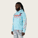 Smoke Rise 'Racing' Double Layer Cropped Hoodie (Sky BL.) FO26S428