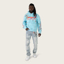 Smoke Rise 'Racing' Double Layer Cropped Hoodie (Sky BL.) FO26S428
