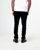 Black rip jeans with rips and biker patch. By Fresh N Fitted 