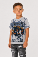 FWRD Kids 'Grizzly' Rhinestone Jersey T-Shirt (Grey/Royal) FW-180826LK/K