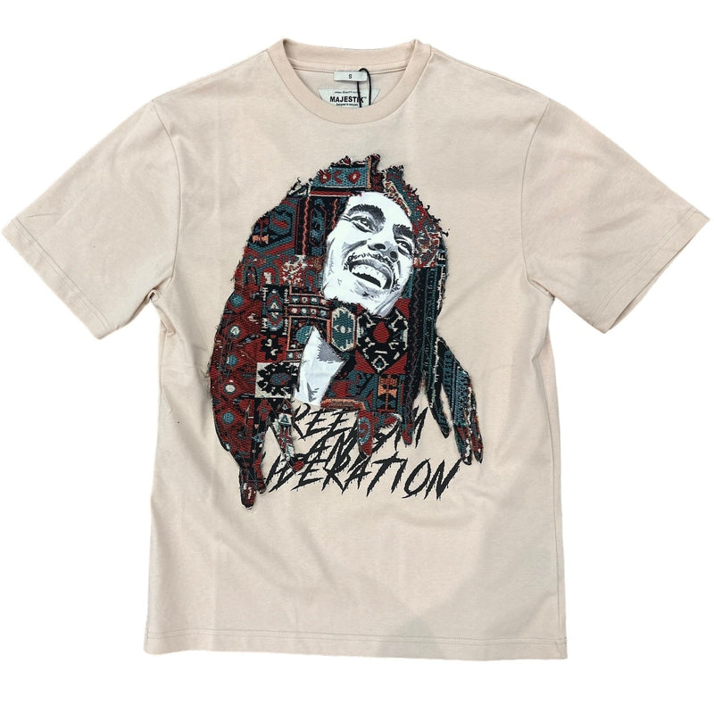 Majestik 'Bob Marley' Jacquard Cut & Sew T-Shirt (Beige)