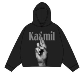 KML 'PEACE’ Cropped Hoodie (Black)