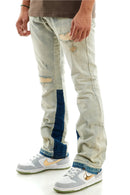 KDNK Rip Repaired Flare Denim KND4512 (T.Blue) - FRESH N FITTED