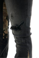 KDNK Camo Skinny Flare Denim KND4594 (Black) - FRESH N FITTED