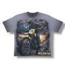 Gray Crop Top Graphic Tee with rhinestones. By Fresh n Fitted