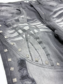 Taker 'Metal studed'  Premium stretch Stack Denim (Black ash) T4131 - FRESH N FITTED