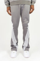 Rebel Minds 'Five Stripes' Stacked Sweatpants in Grey W/White