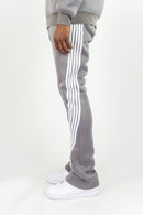 Rebel Minds 'Five Stripes' Stacked Sweatpants in Grey W/White