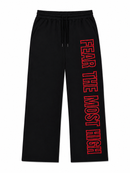 Protector and Maintainer 'FTMH' Flared Nylon Track Pants in Black/Red