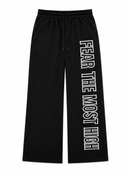 Protector and Maintainer 'FTMH' Flared Nylon Track Pants in Black/White