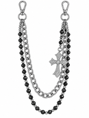Jewelry Essentials 'Rhinestone Cross' Pocket Chain (Silver/Grey)