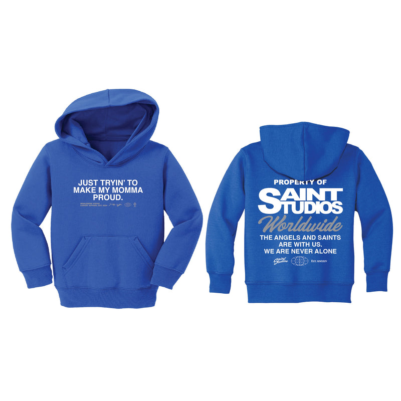 Saint Studio Kids 'Momma' Fleece Pullover Hoodie (Blue)