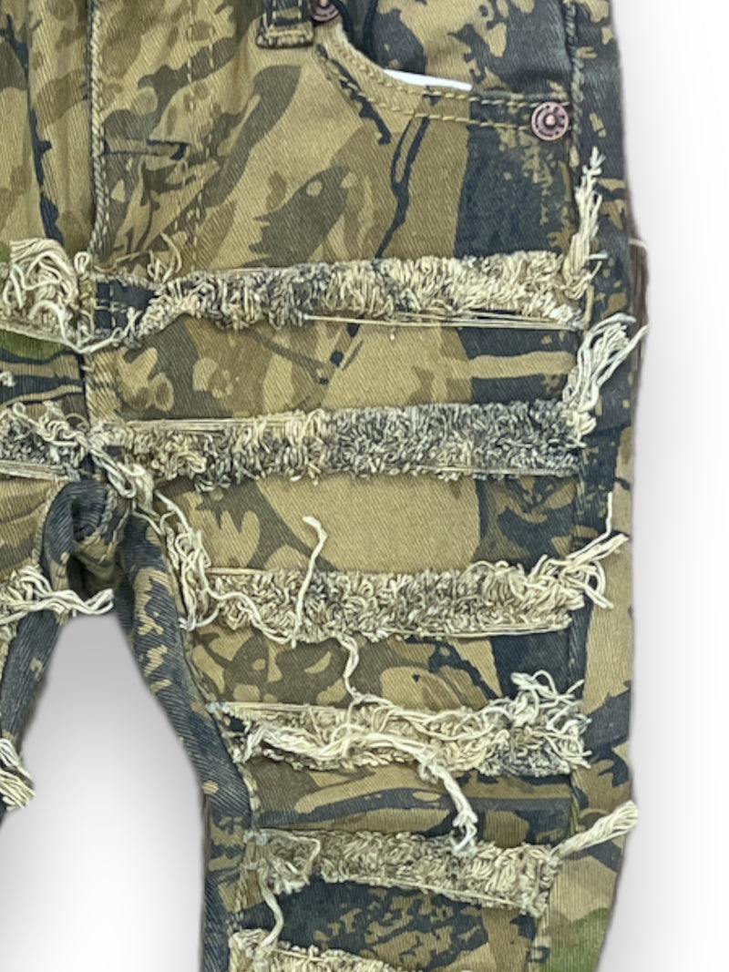 Ops Kids 'Frayed'Taped Trim Denim - OPS1716-Timber Camo - Fresh N Fitted Inc