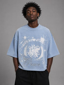 Inner Peace 'I See' Cropped Rhinestone T-Shirt (Washed Blue) - FRESH N FITTED