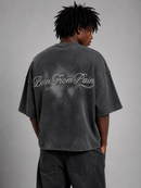 Inner Peace 'Born From Pain' Cropped Rhinestone T-Shirt (Washed Black) - FRESH N FITTED