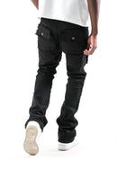 Spark 'TWill' Stacked Flare Denim With Multi Pockets (Black) S3020 - FRESH N FITTED