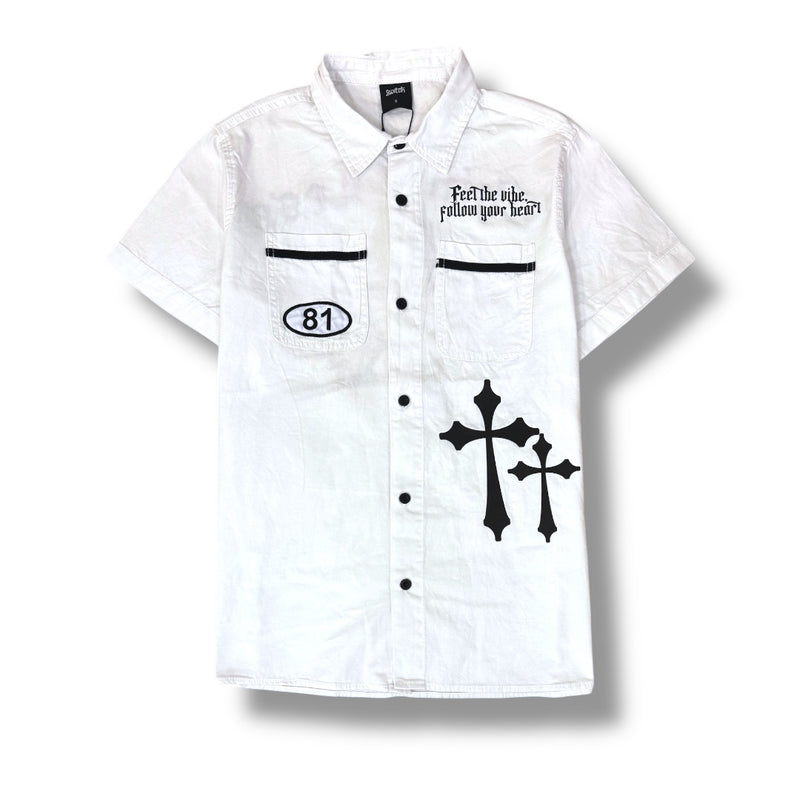 Switch 'Turbo' Woven T-Shirt (White) SS5309 - FRESH N FITTED