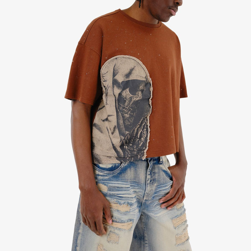 Copper Rivet 'Pray For My Enemies' Oversize Crop T-Shirt (Brown) 511025 - FRESH N FITTED
