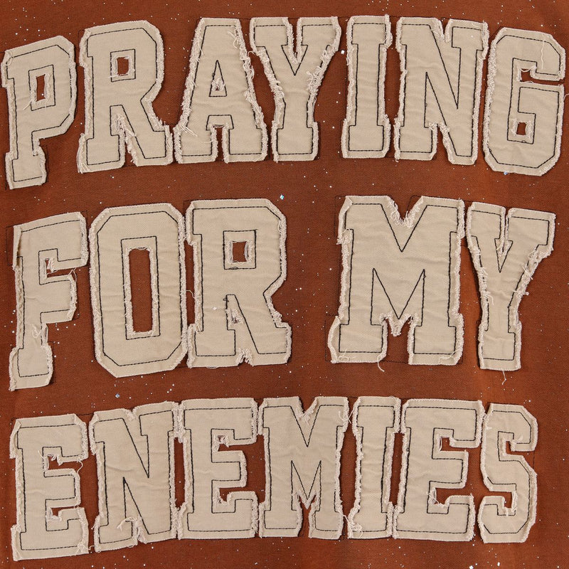 Copper Rivet 'Pray For My Enemies' Oversize Crop T-Shirt (Brown) 511025 - FRESH N FITTED