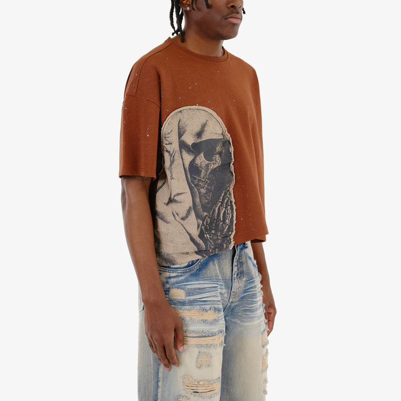 Copper Rivet 'Pray For My Enemies' Oversize Crop T-Shirt (Brown) 511025 - FRESH N FITTED